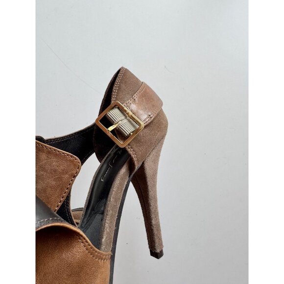 ELIZABETH & JAMES Casi Brown Leather Cut-Out High Heel Booties Boots, Size 6 - Picture 9 of 16